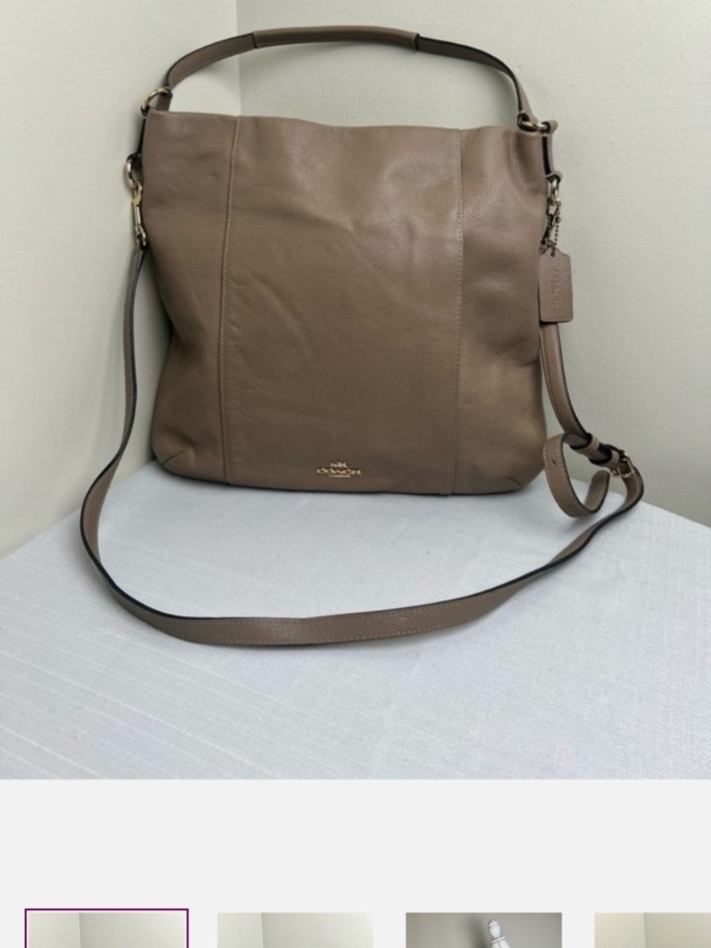 COACH 🐎 Pebbled Leather Light Brown Hobo Shoulder Bag! No Call Outs! - Picture 7 of 7